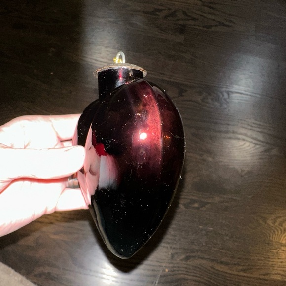 German Kugel Hand-blown Art Glass Red/Burgandy Heart Vintage ornament crackle - Picture 3 of 16